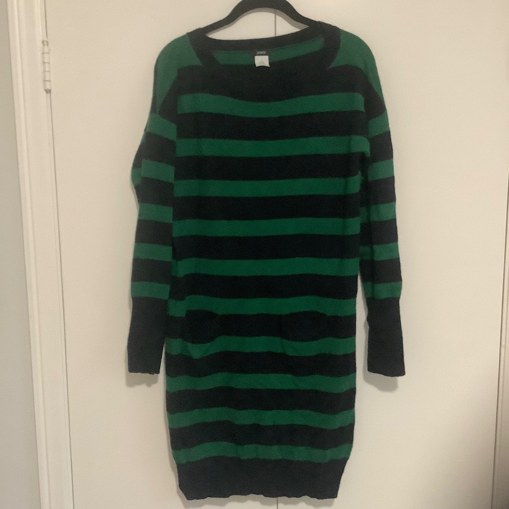 Women's Green and Blue Striped Sweater Dress Size Small